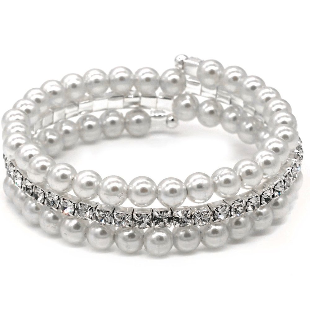 Memory wire bracelet with 3 strands and rhinestones. - Picture 1 of 2